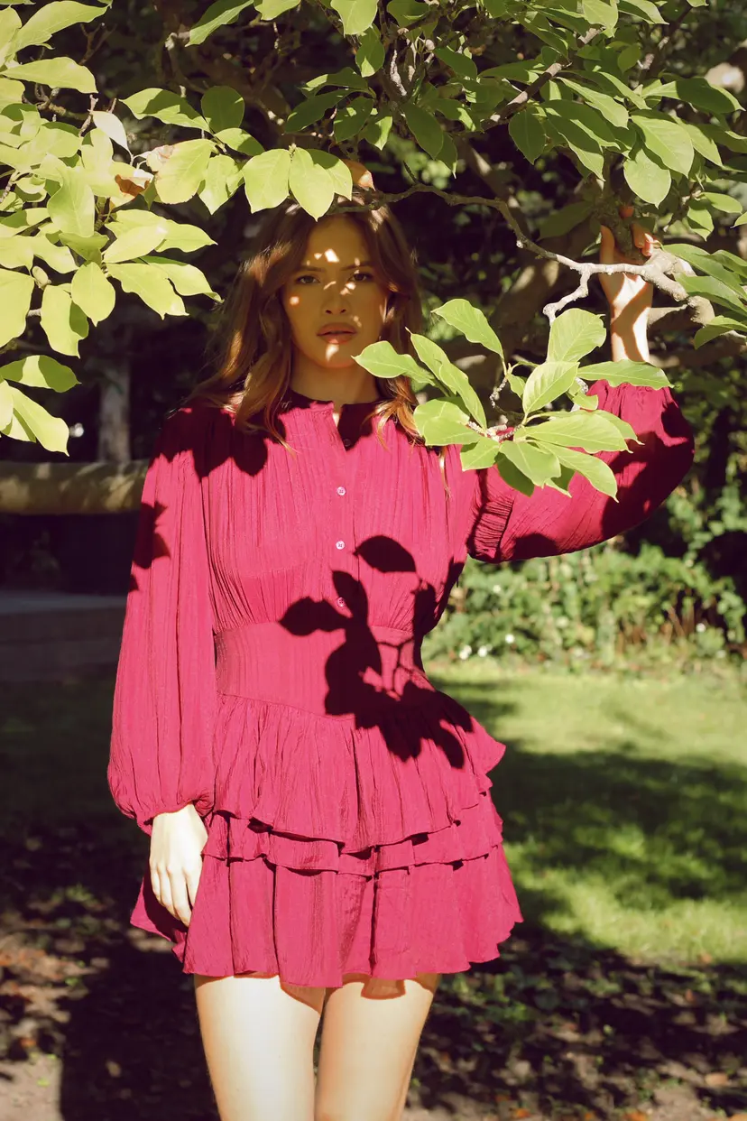 Kayani Alaya Mini Ruffle Dress - Mulberry