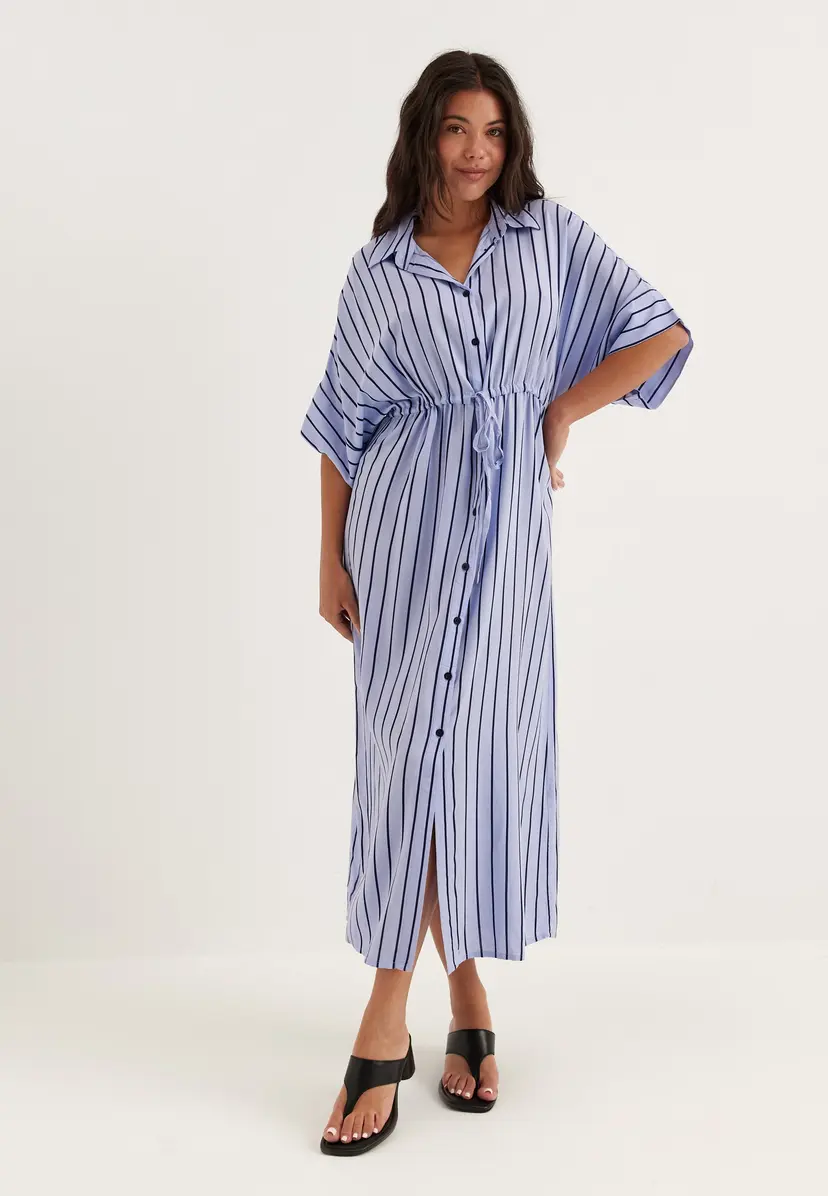 Bubbleroom Drawstring Viscose Shirt Dress