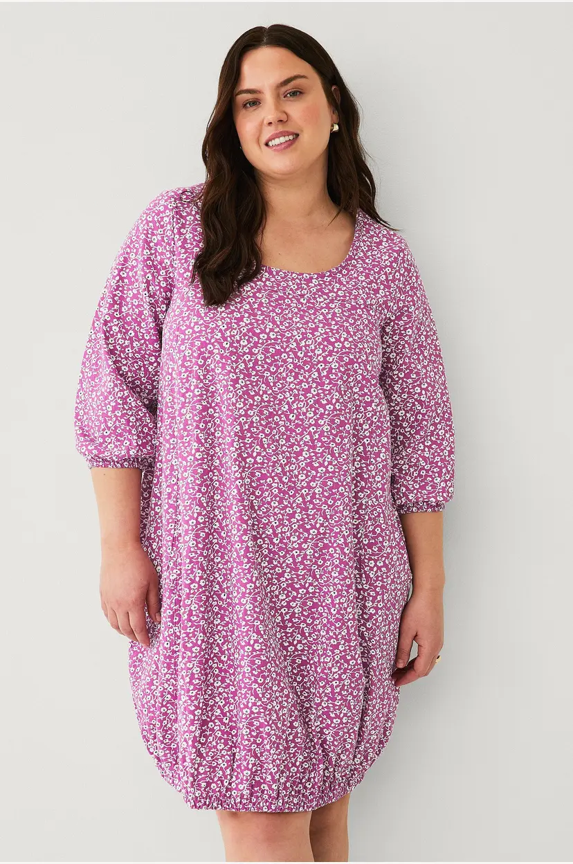 Zizzi Kjole jEasy 3/4 Aop Abk Dress - Lilla