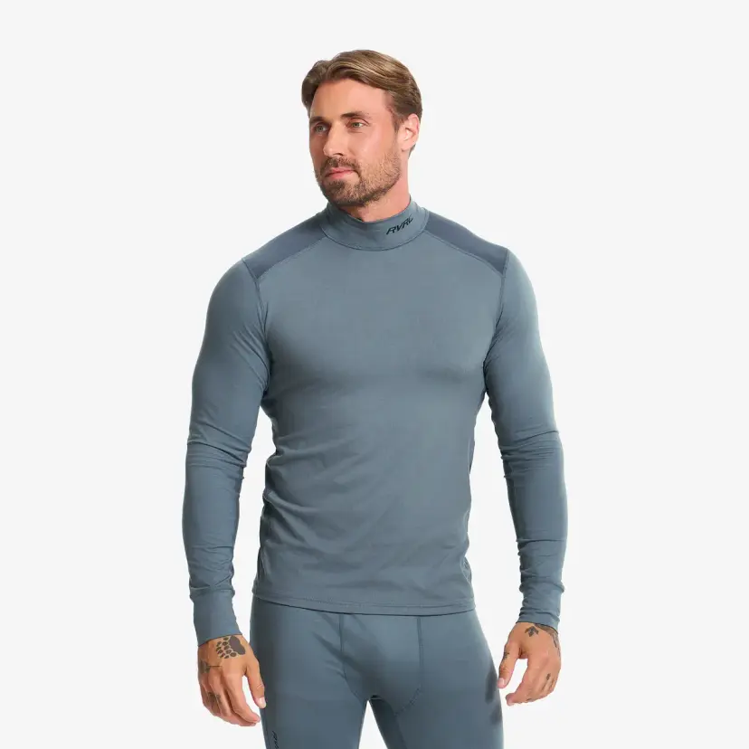 RevolutionRace Downhill Mock Neck Baselayer Top Herre Turbulence/India Ink