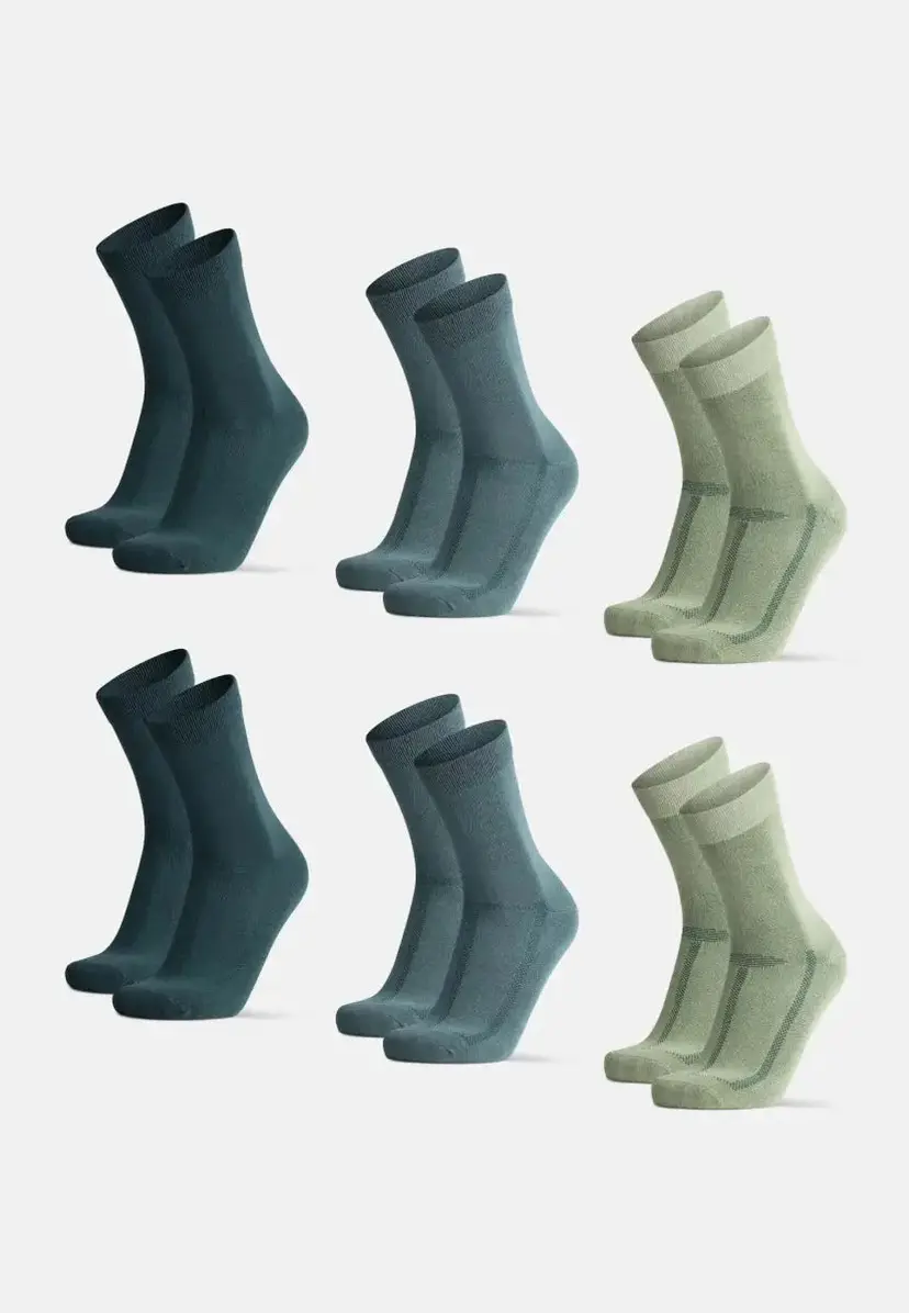 DANISH ENDURANCE BAMBOO CREW STRØMPER fra DANISH ENDURANCE, Dark Green | Light Green | Medium Green, 39-42