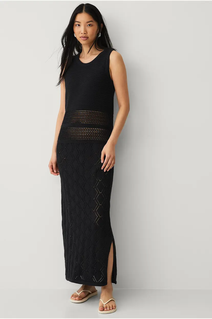Vila Maxikjole viTyla S/L O-neck Knit Midi Dress - Svart