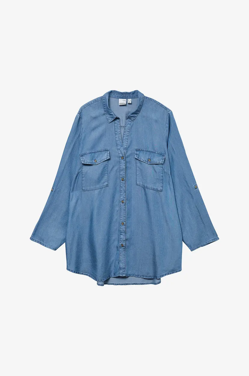 Vero Moda Curve Skjorte vmcBree 7/8 Sleeve Loose Shirt - Blå
