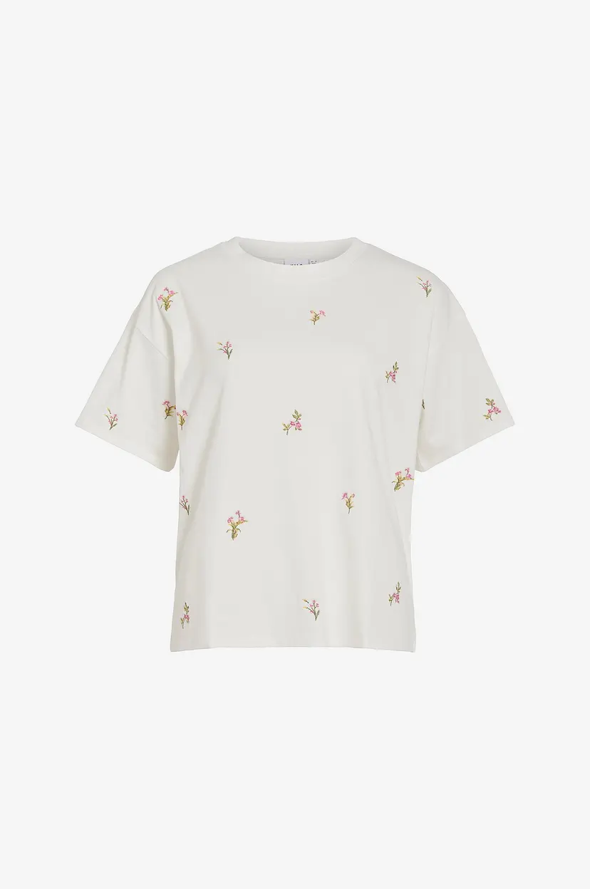 Vila T-skjorte viMonie Emb O-neck - Hvit