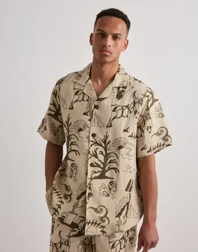Oas OAS Poplan Cuba Shirt Kortermede skjorter Beige