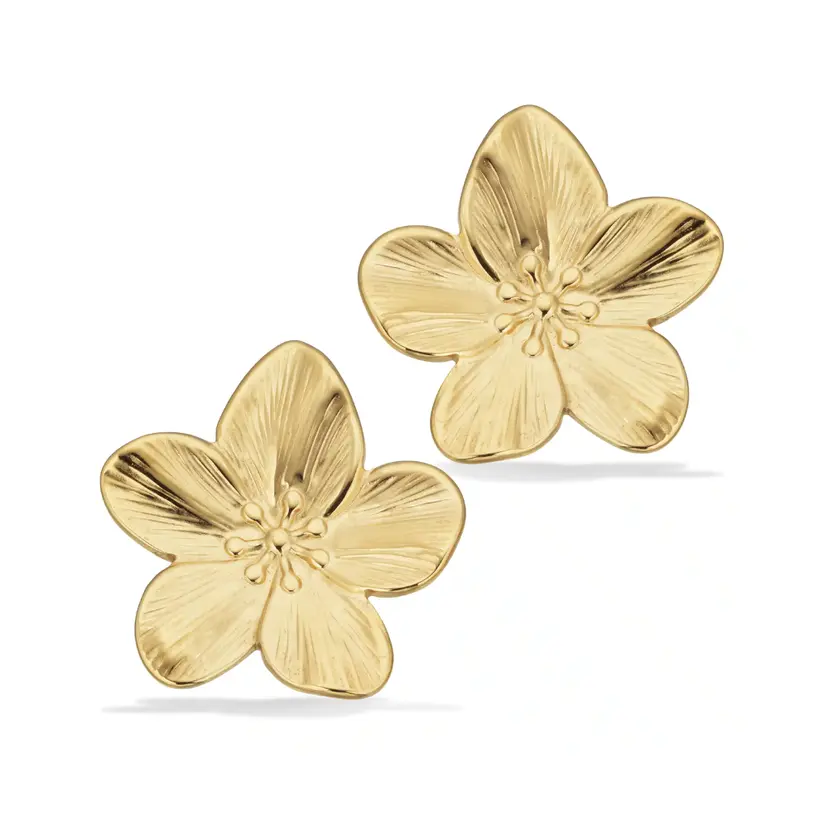 Molly Molly - Statement blomster ørestikker i guldfarvet stål - st10038