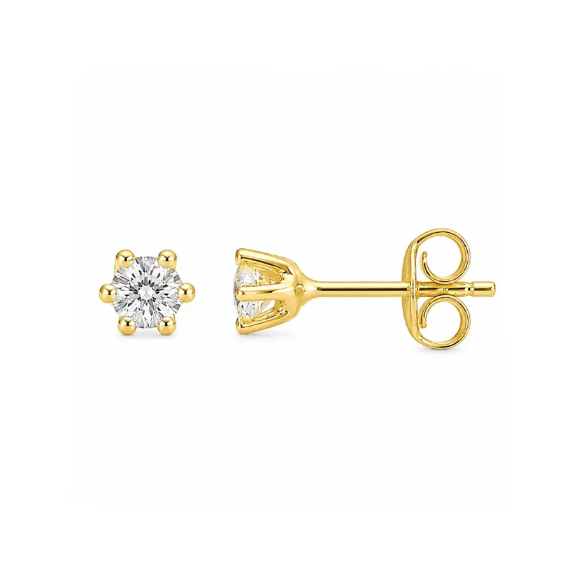 Scrouples Scrouples - Guldbelagte Sølv ørestikker med klar sten, 3 mm - 100312fgs