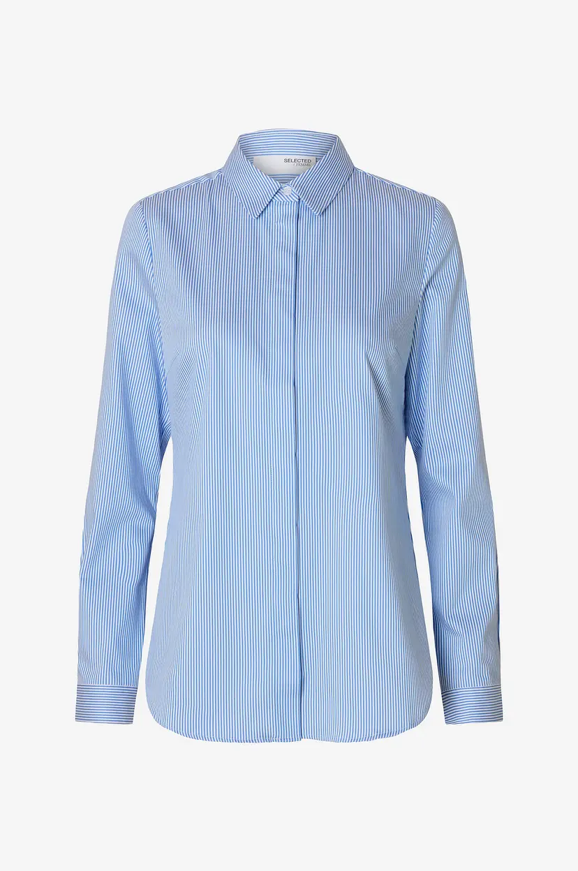 Selected Women Skjorte slfRomie LS Striped Fitted - Blå