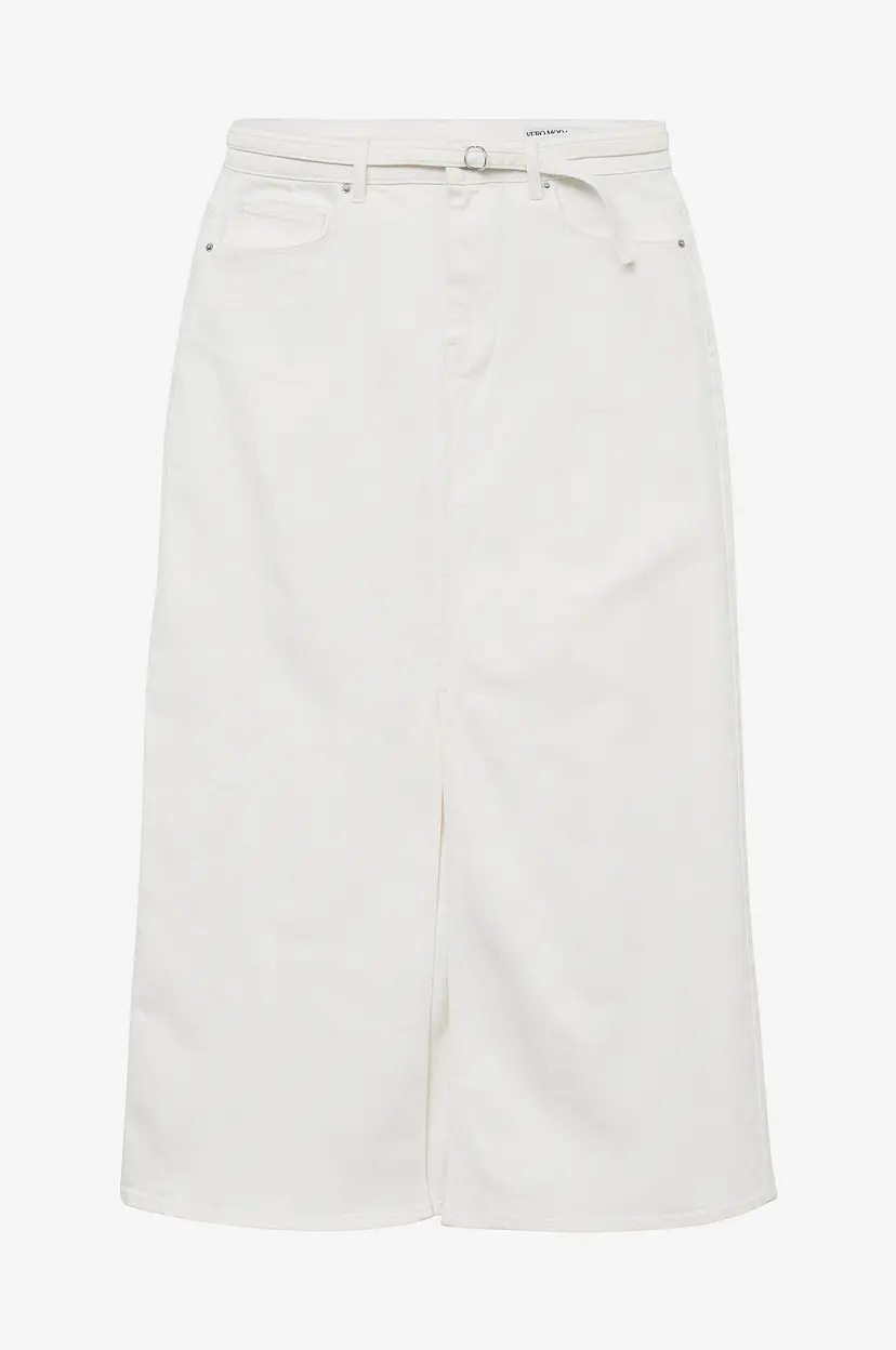 Vero Moda Maxi skjørt vmLizzy HR Belt Long Slit Dnm Skirt - Hvit