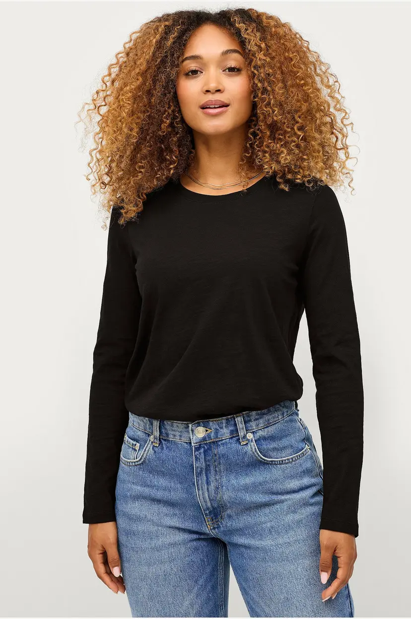Ellos Collection Topp i myk bomullsblonder - Svart