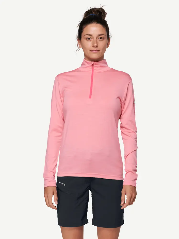 Devold Devold - Breeze Plus Merino 200 Zip Neck Dame - Large - Rosa