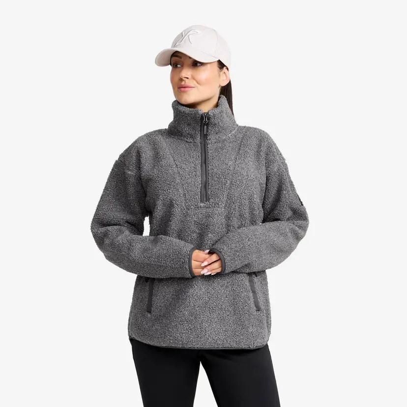 RevolutionRace Bigfoot Half-zip Pile Fleece Dame Dark Grey Melange