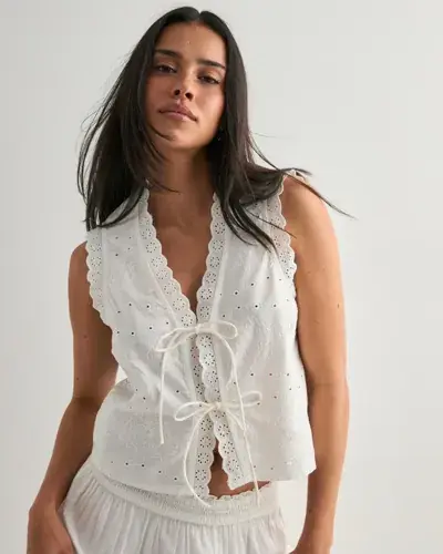 Pieces Pieces - Hvit - Pctalia Sl Tie Top Wvn