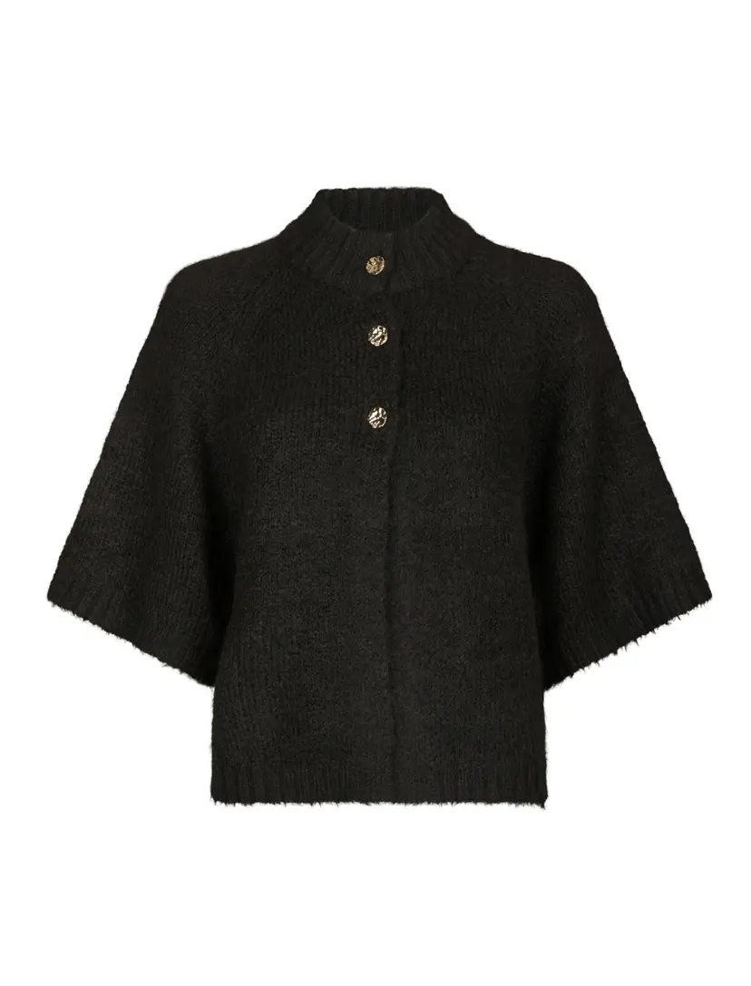 Neo Noir Benuta Fluffy Knit Cardigan - Dark Brown