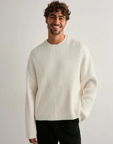 Que Sera Sera Que Sera Sera Roy Ribbed Knit Sweater Strikkegensere Beige