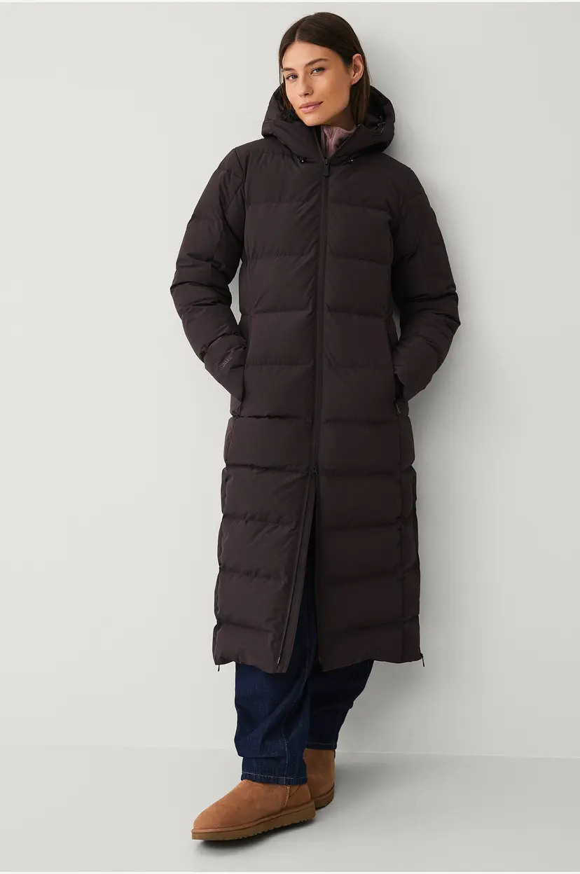 Áhkká Dunfrakk Down Coat Long with Hood W - Brun