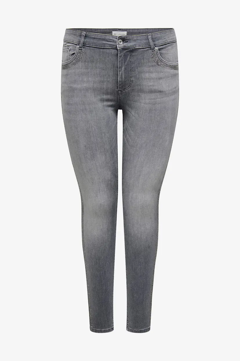 Only Carmakoma Jeans carWilly Rhinestone Reg SK Tai - Grå