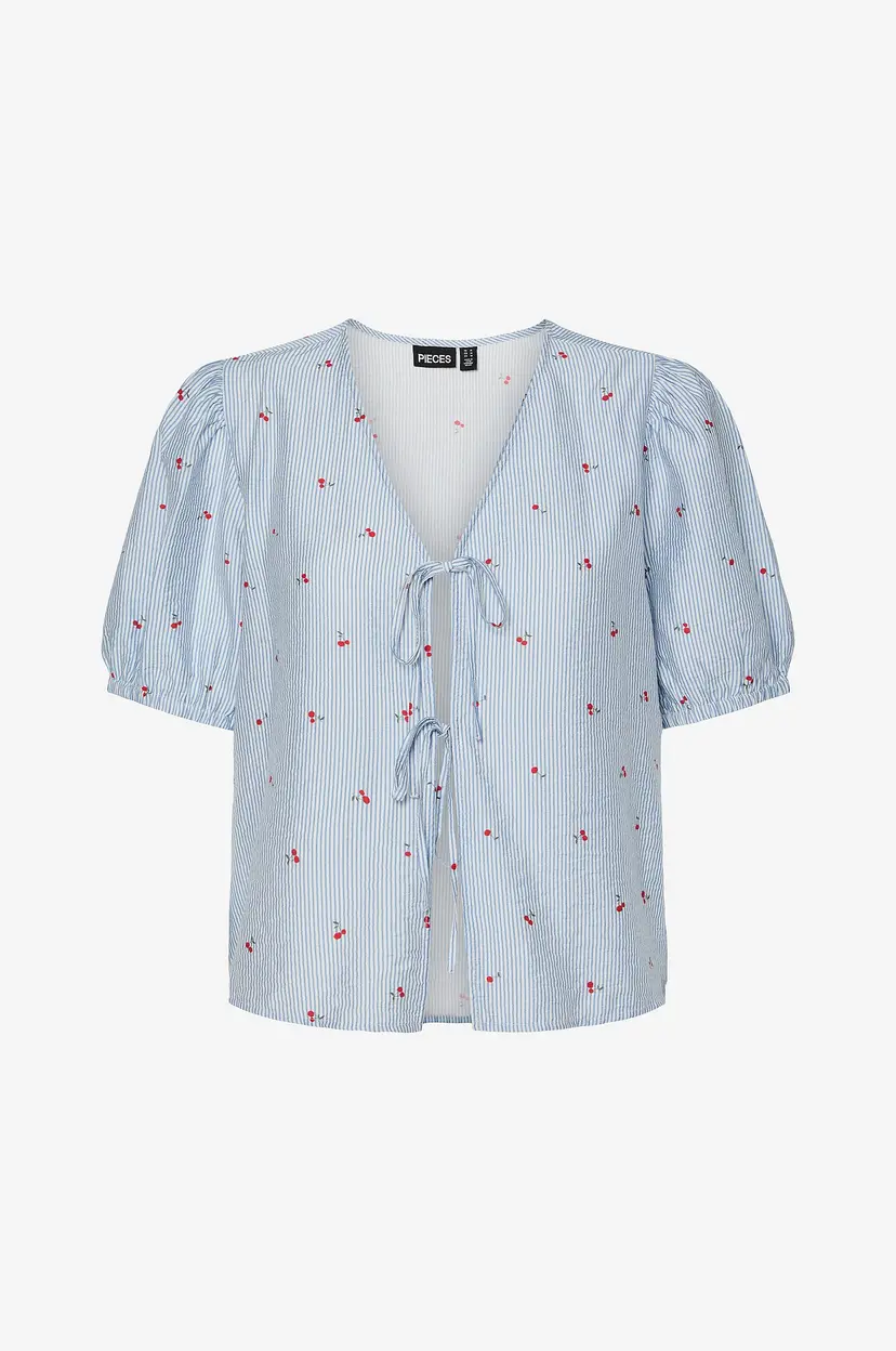 Pieces Bluse pcFionna 2/4 Binding Top Pwp Wvn BC - Blå