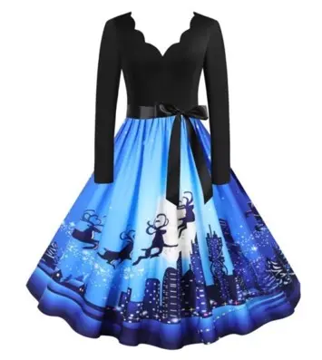 Lili Marleen Julekjole: Christmas mid night blue santa