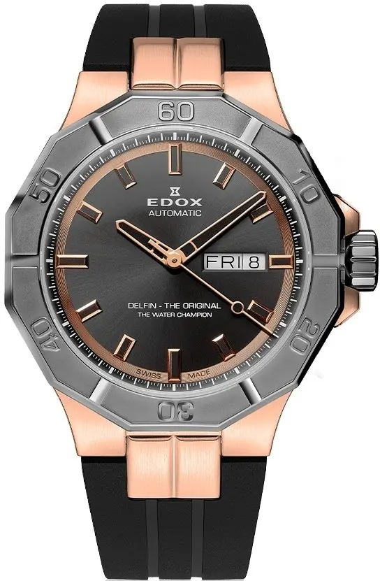 Edox Edox Herreklokke 88008-37RGCA-GIR Delfin the Original Grå/Gummi Ø43