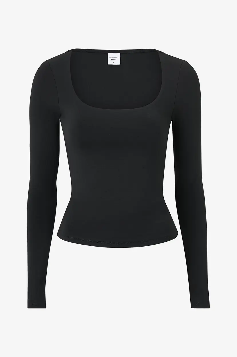 Gina Tricot Topp Slim Fit Scoop Neck - Svart