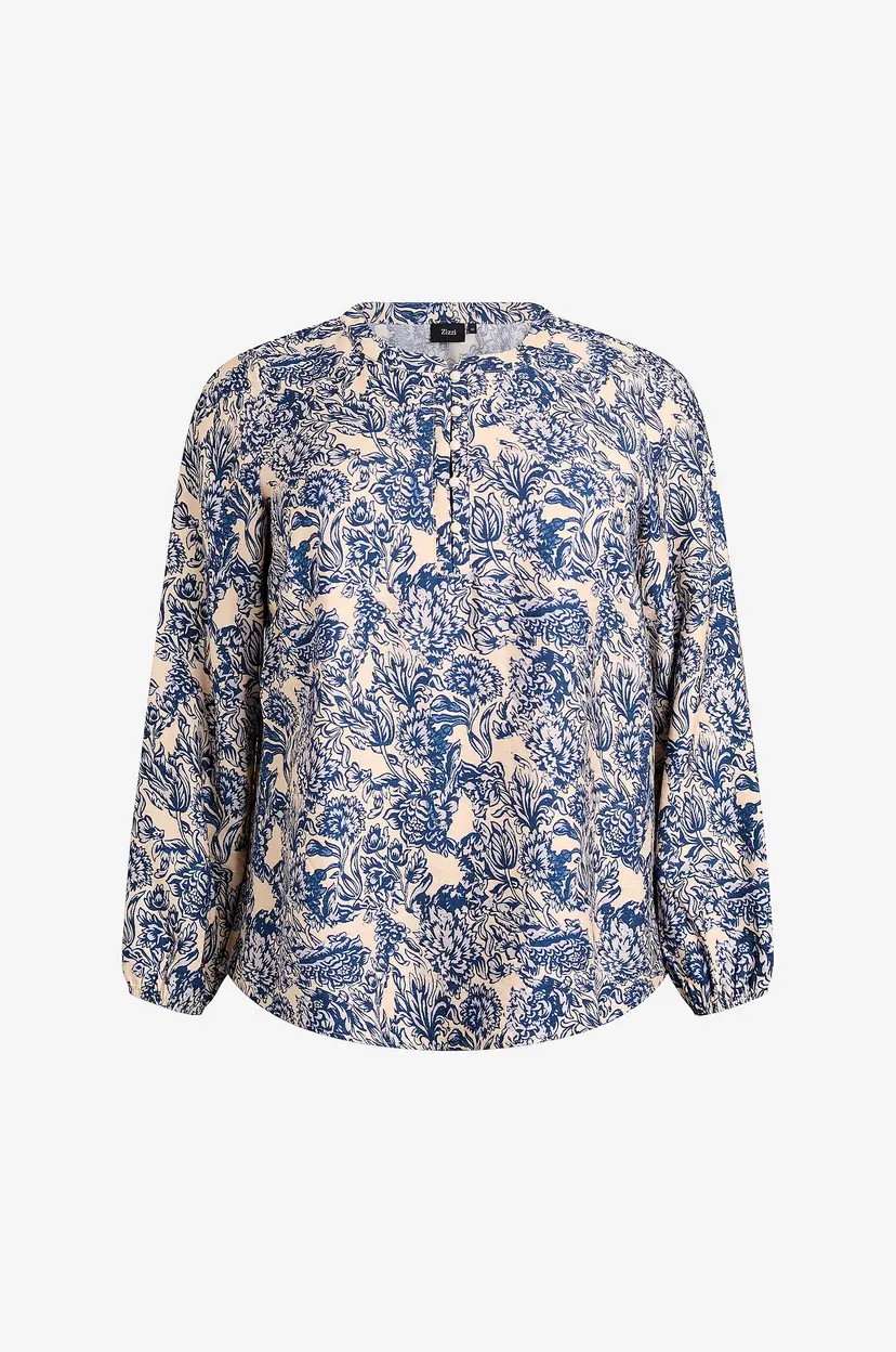 Zizzi Bluse cAava L/S Blouse - Blå
