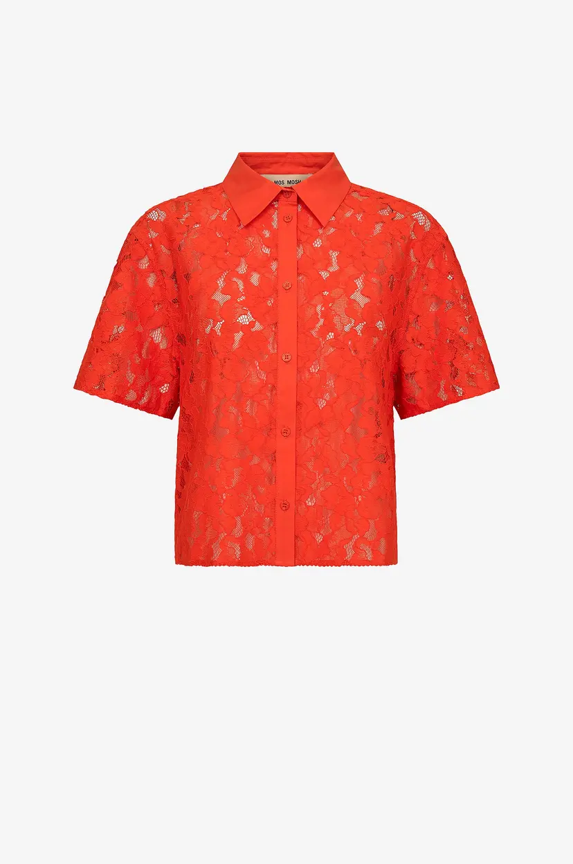 Mos Mosh Skjorte Mmlia River SS Lace Shirt - Orange