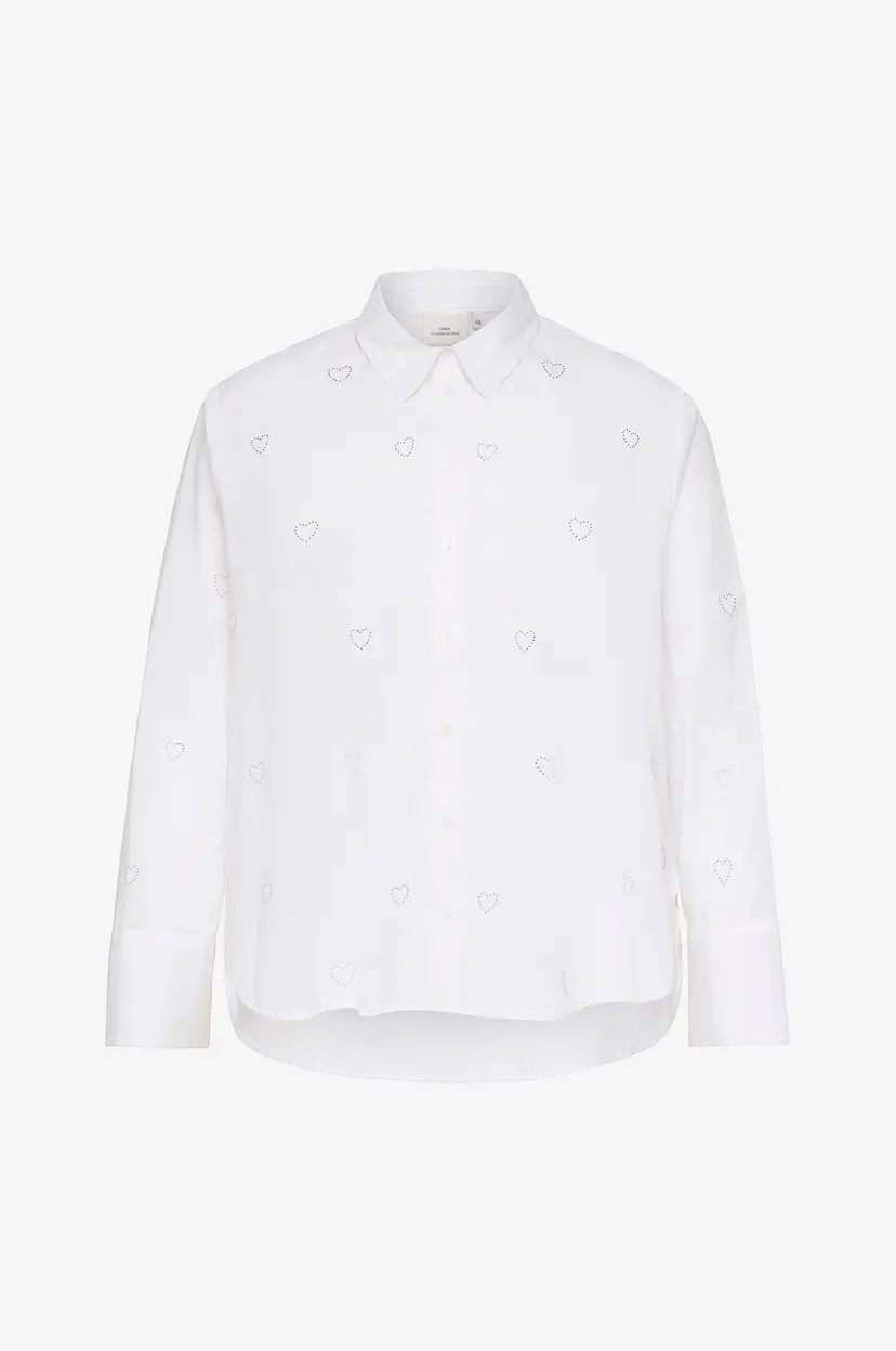 Only Carmakoma Skjorte Carnew Lina Sarah Heart L/S Shirt W - Hvit