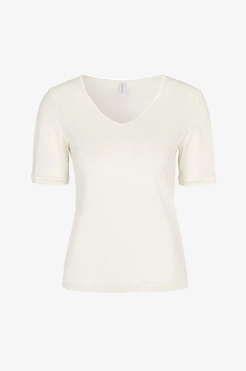 Damella Topp Short Sleeve i silke - Natur