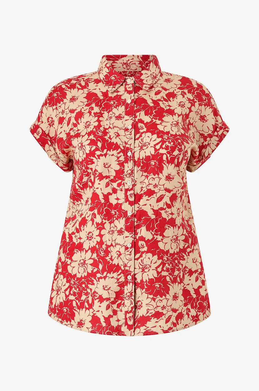 Lauren Ralph Lauren Curve Linskjorte Tissue Linen - Rød