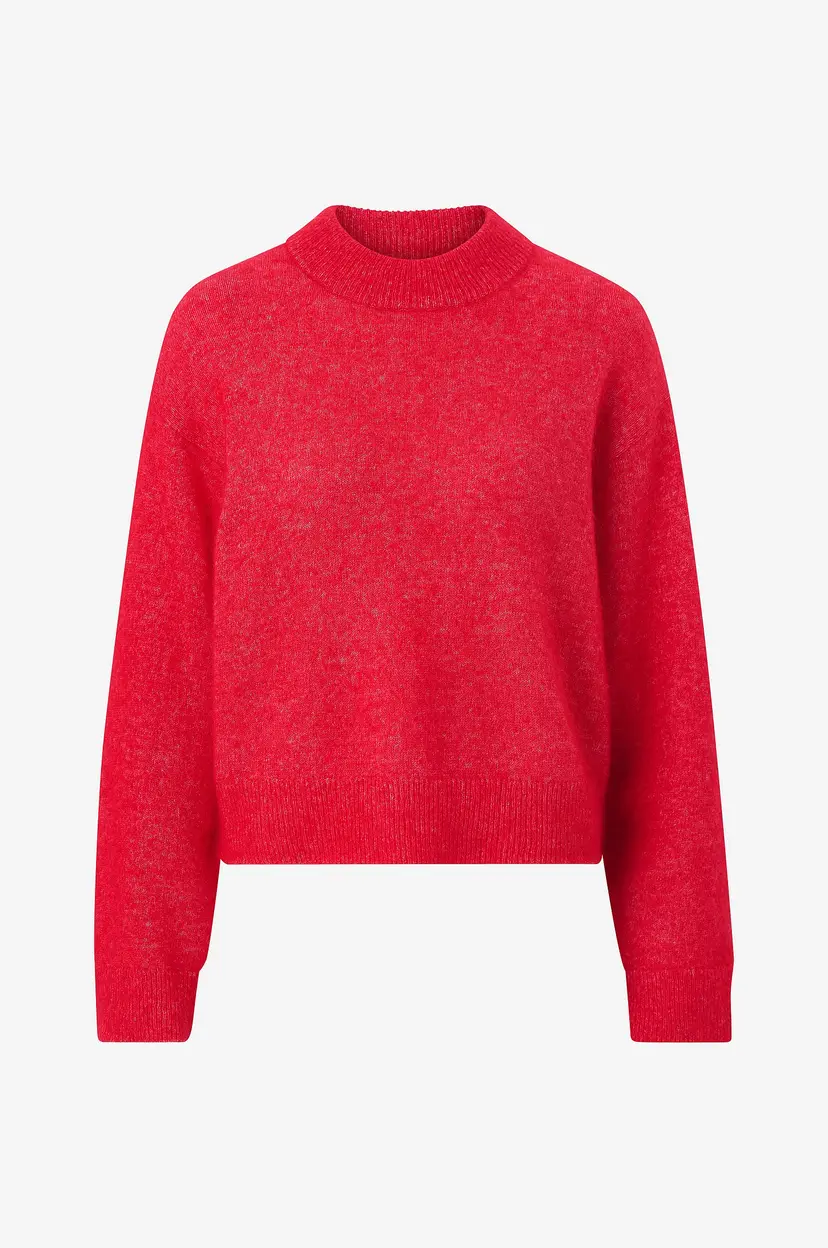 Second Female Genser Brook Knit Drop Shoulder O-neck - Rød
