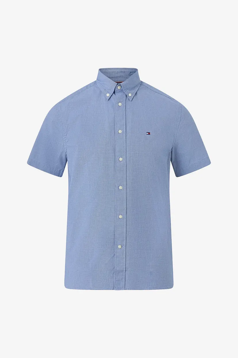 Tommy Hilfiger Skjorte Flex Poplin Houndstooth - Blå