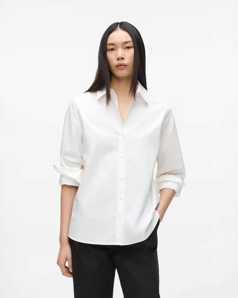 Karl Lagerfeld Karl Lagerfeld Classic Relaxed Poplin Shirt White Shirt