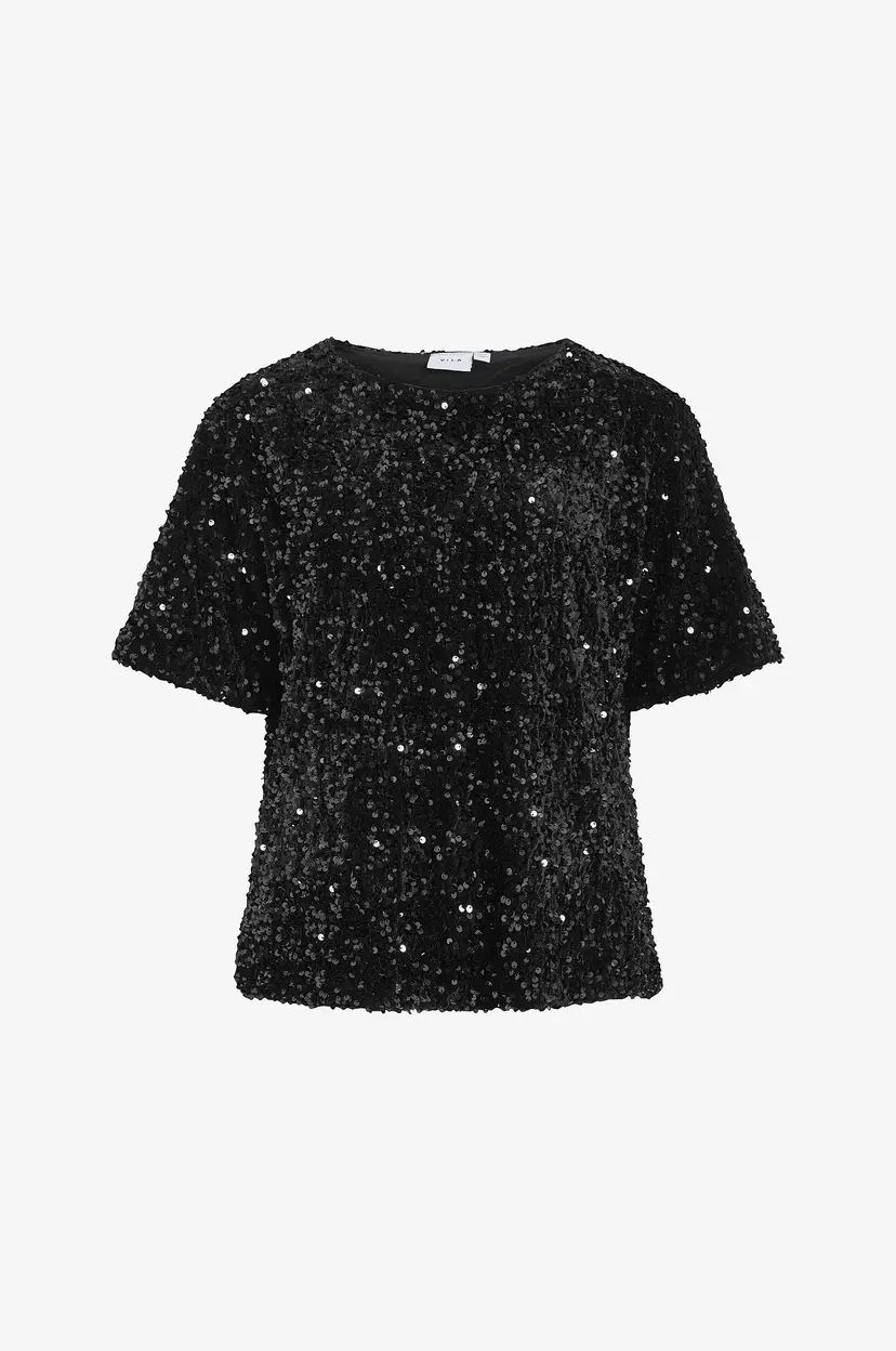 Vila Paljettopp viFaith O-neck - Svart