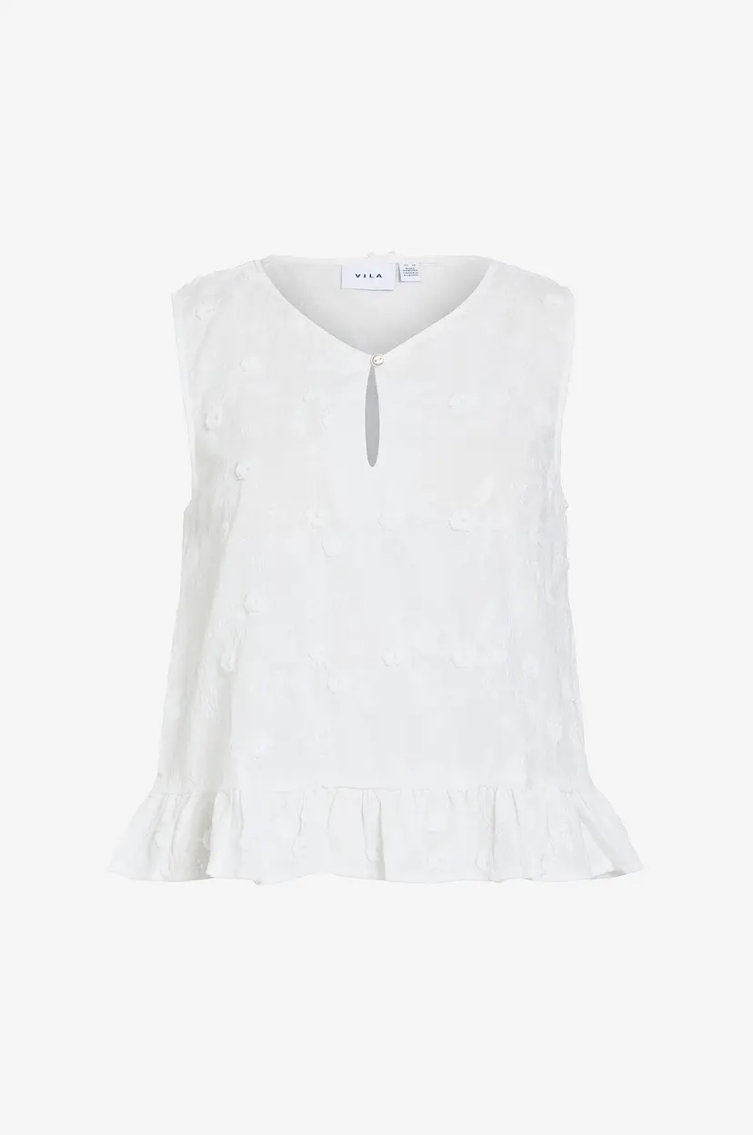 Vila Bluse viSimone V-neck S/L - Hvit