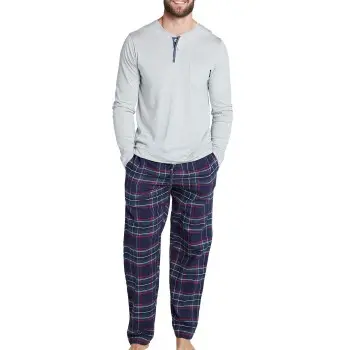 Jockey Jockey Pants Flannel Marine Rutete bomull Large Herre