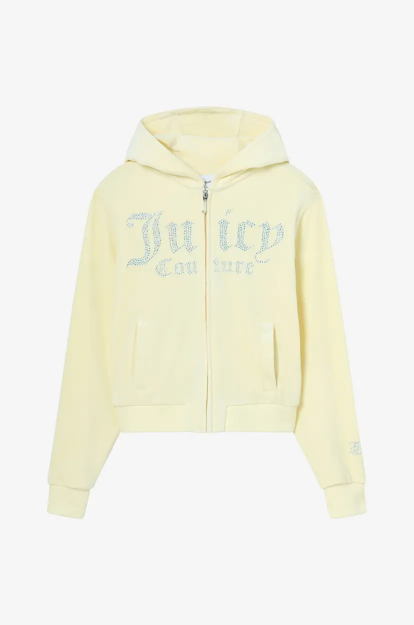 Juicy Couture Hettegenser Velour Front Diamante Zip Thru - Gul