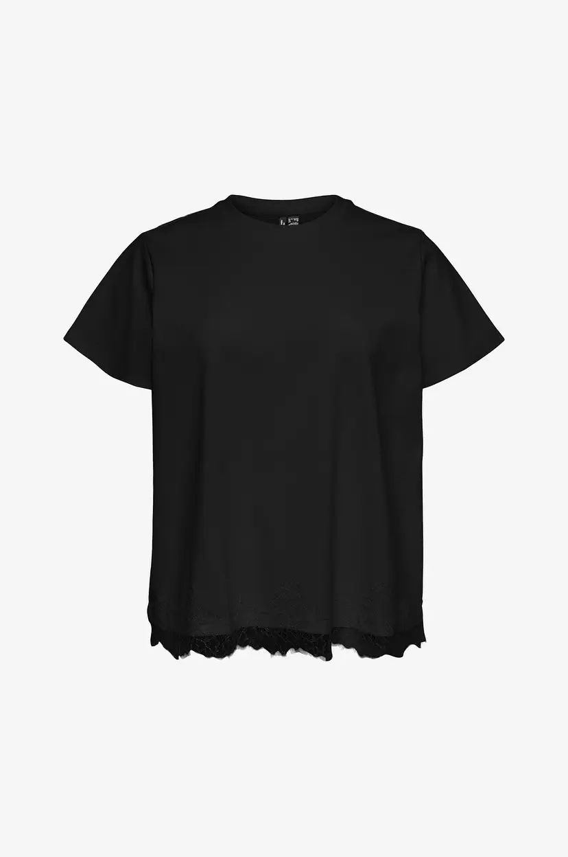 Vero Moda Curve Blondetopp Vmcsara Mette Lace Ss Jrs Cur - Svart