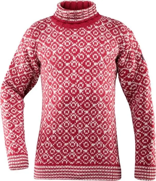 Devold Devold Svalbard Sweater High Neck Hindberry/Off White