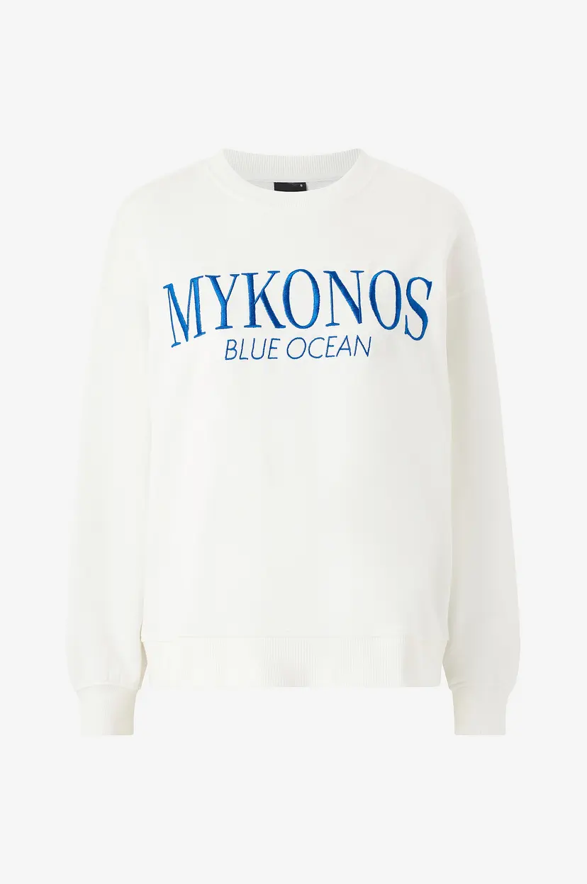 Gina Tricot Collegegenser Embroidery Sweater - Hvit