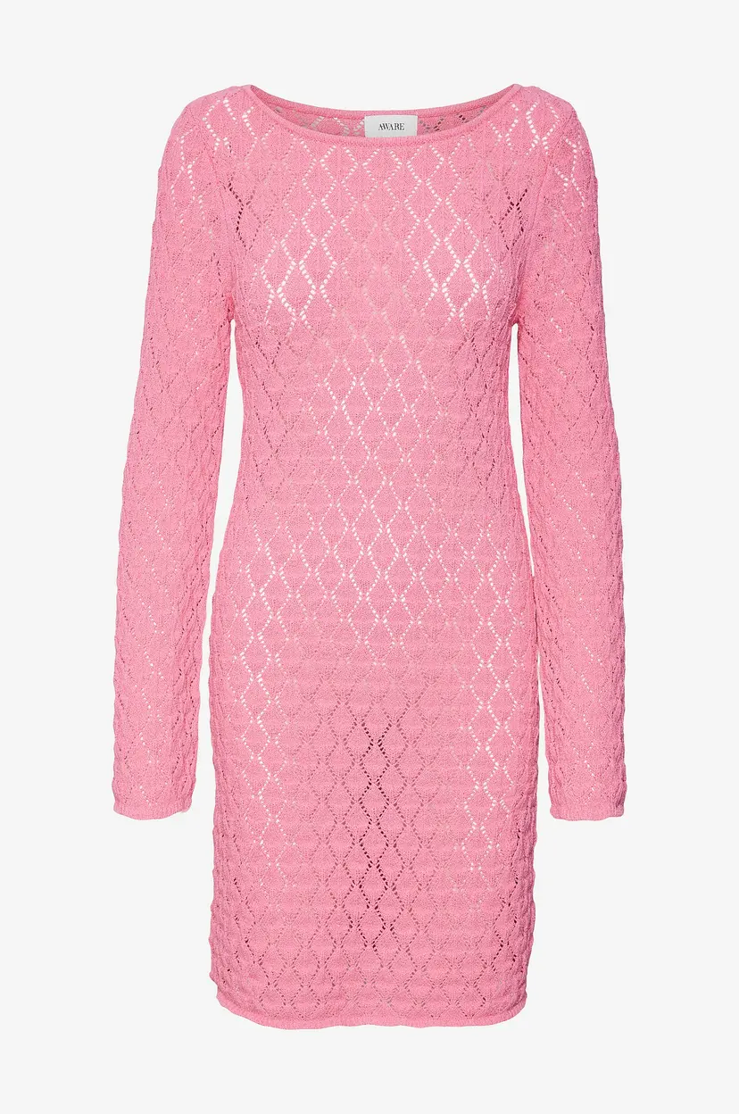 Vero Moda Kjole vmEvelyn LS Short Crochet Dress - Rosa