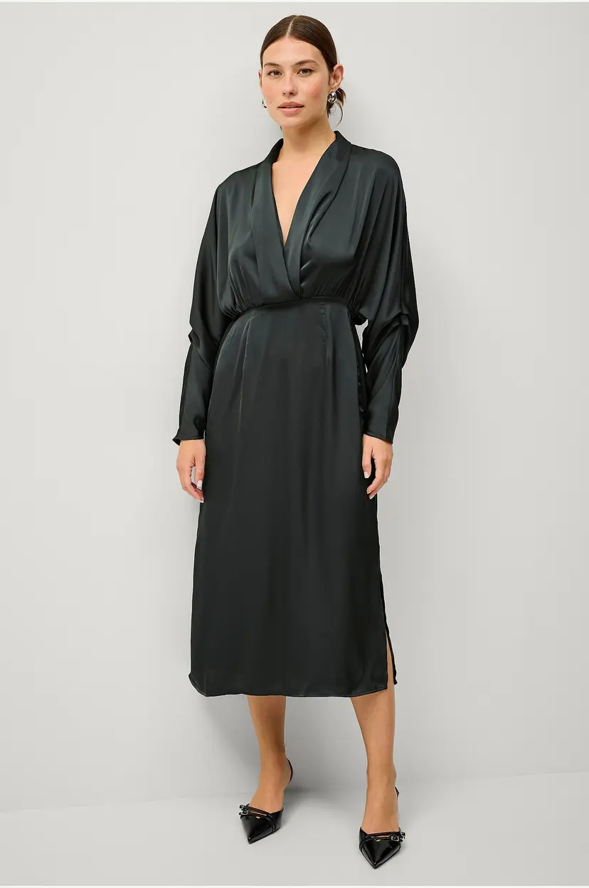 Vila Kjole viMarosa L/s V-neck Midi Dress - Grønn