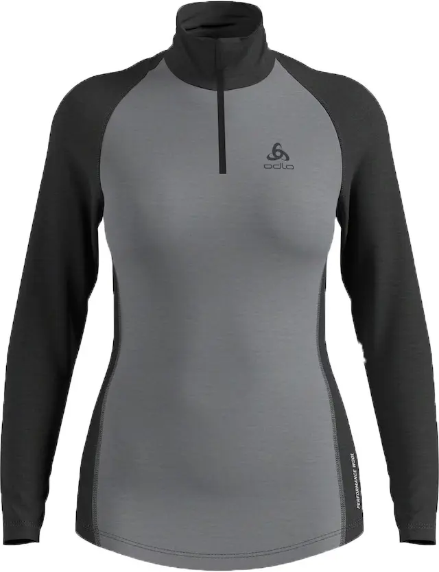 Odlo Odlo Women's Tn L/S Halfzip Natural  Grey Melange - Dark Grey Melange