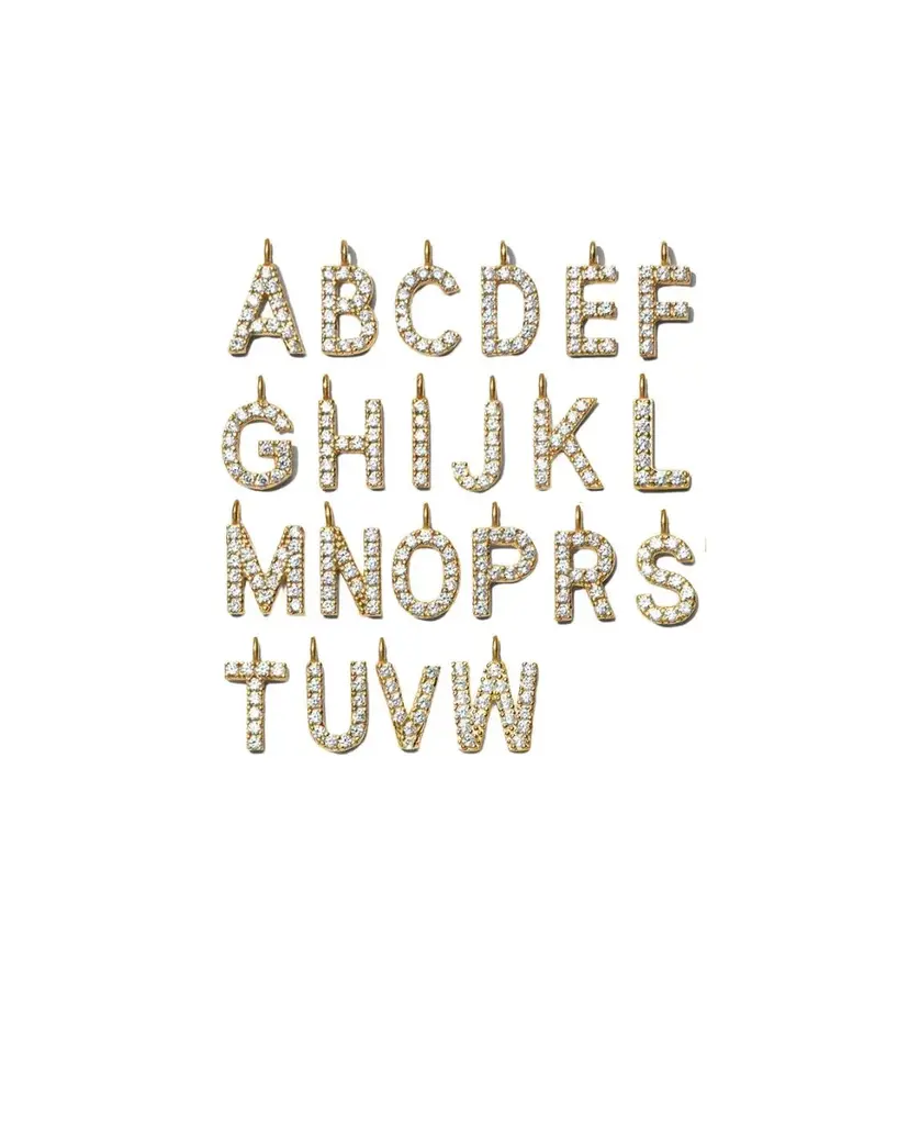 ANI Jewels Stone Letter Charm E Gold