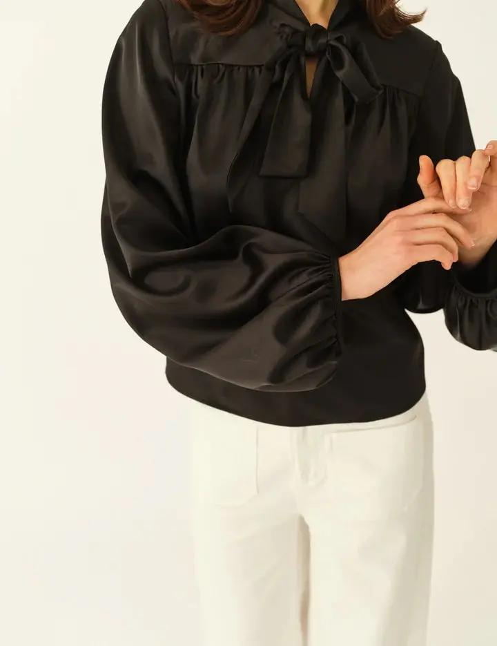 Designers Remix Stella Bow Blouse Black - XS