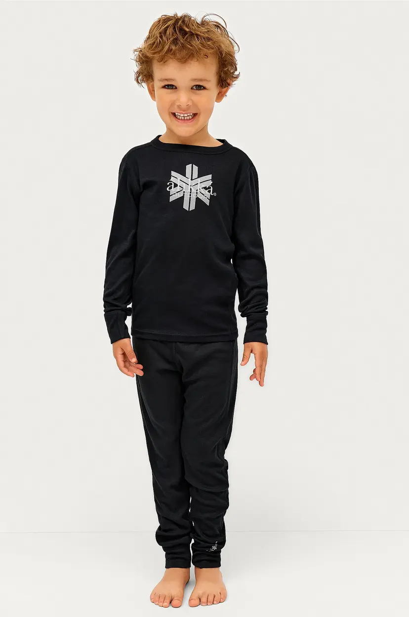 Áhkká Longs Logo Pants Tech Kids - Svart