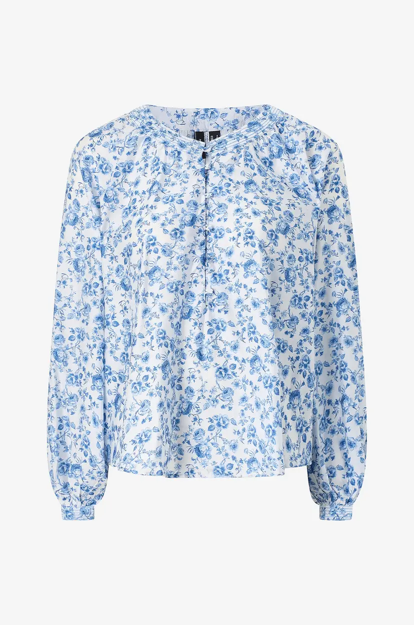 Vero Moda Bluse vmBliss L/S O-neck Detail Wvn - Blå