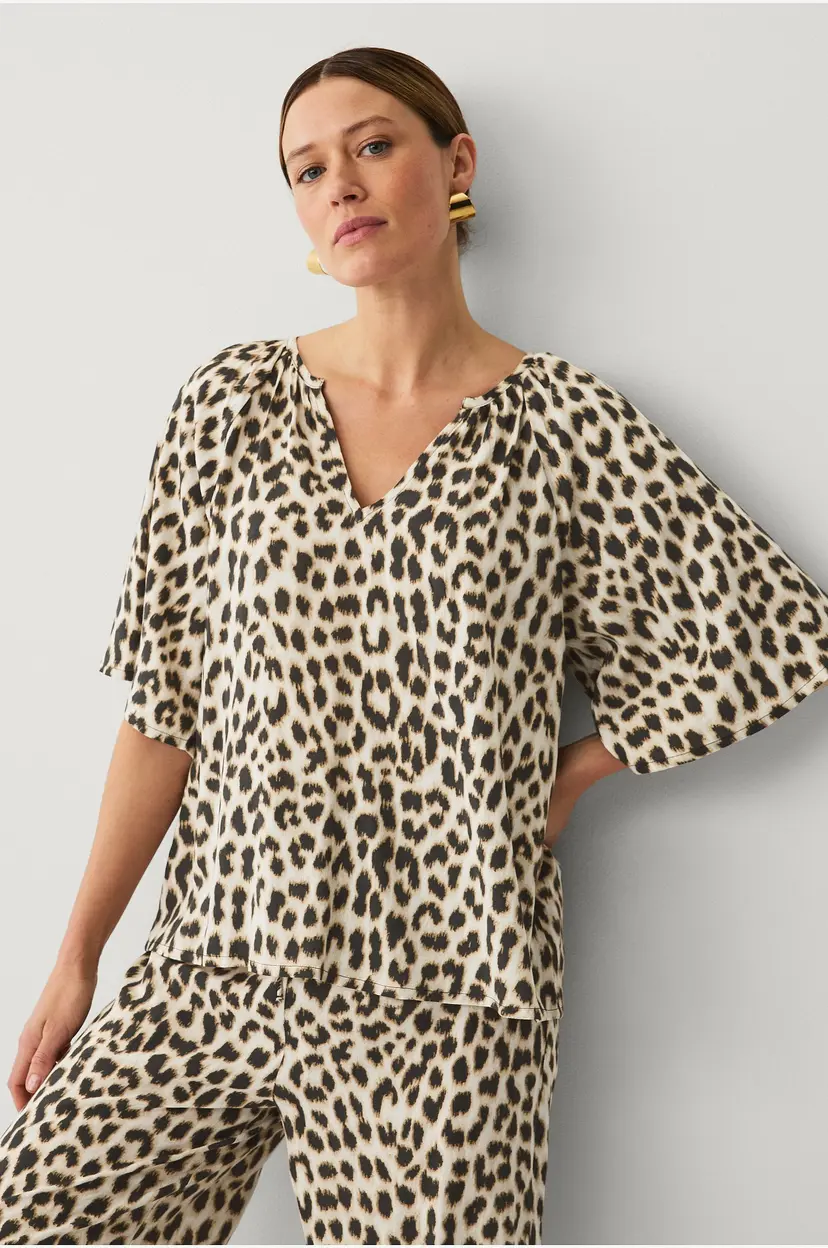 Ellos Collection Bluse i viskose - Brun