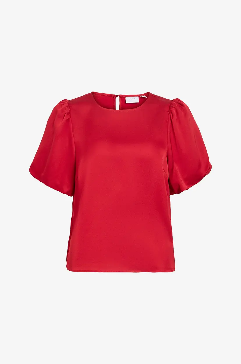 Vila Bluse viEllette 2/4 Satin Puff Top - Rød