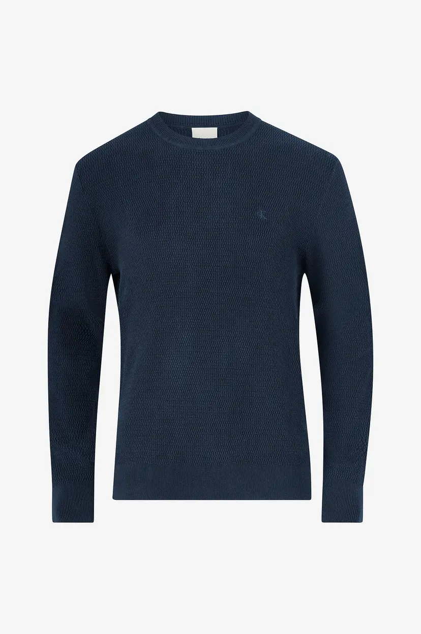 Calvin Klein Pullover LS Texture Cttn Crewnk 1 - Blå